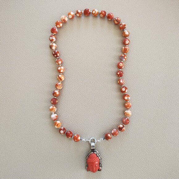 ORANGE DREAM FIRE AGATE NECKLACE - Picture 3 of 3